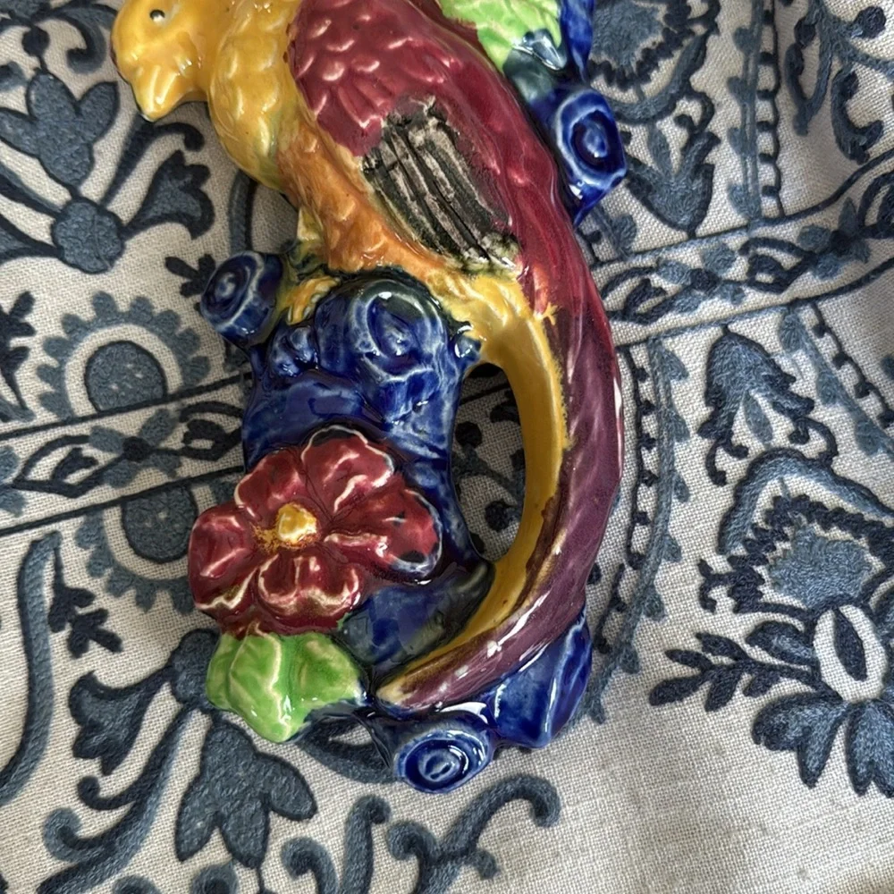 Ceramic Parrot Wall vase stamped made in Japan on the back of vase vintage